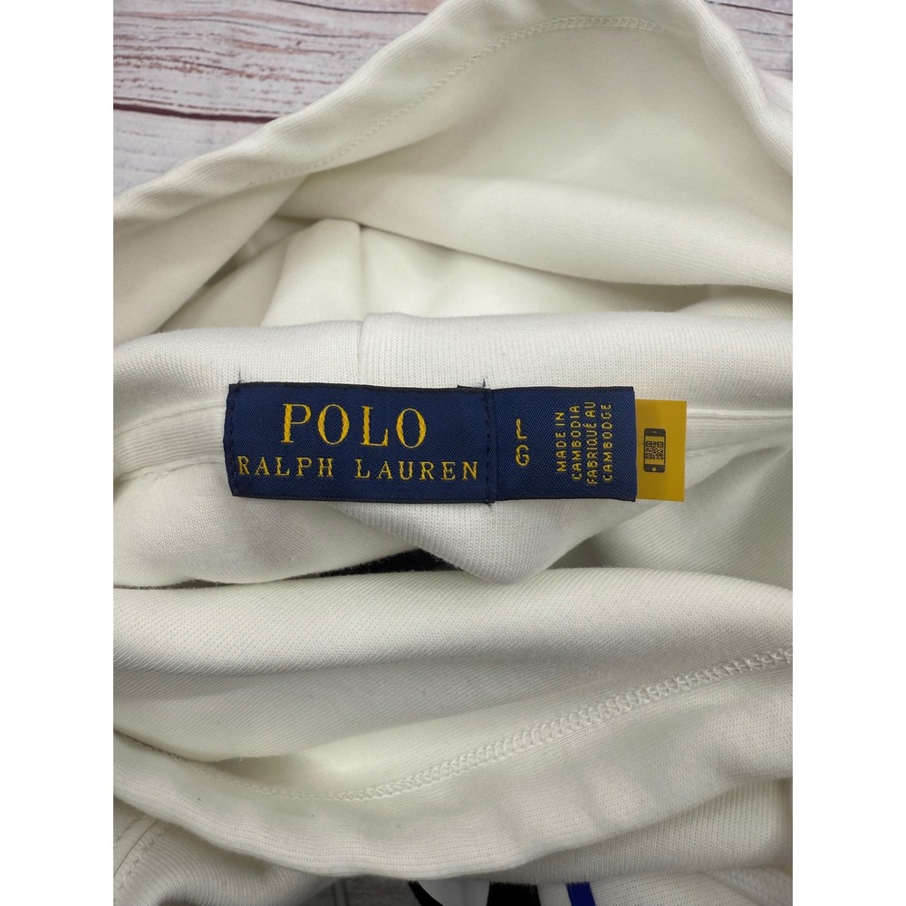 Polo Ralph Lauren Womens White Colorblock Logo Graphic Hoodie Sweatshirt Large - Picture 3 of 9
